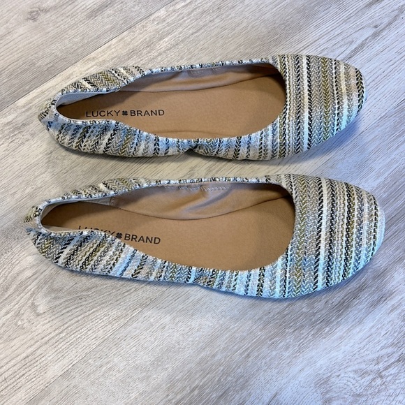 Lucky Brand Emmie Tweed Striped Slip-On Ballet Flats | Neutral Multicolored | 10 - Picture 5 of 7